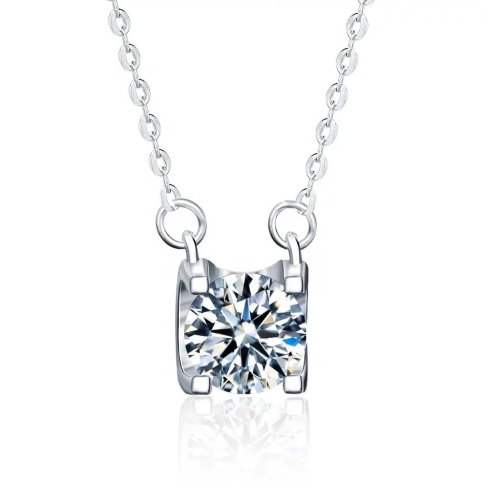 Certified 1ct. t.w. Brilliant Cut Diamond Necklace 18k Gold over Italy Silver